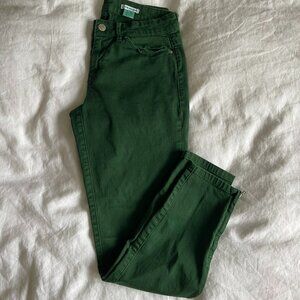 Club Monaco Forest Green Stretch Skinny Ankle Zip Pants Jeans Size 4